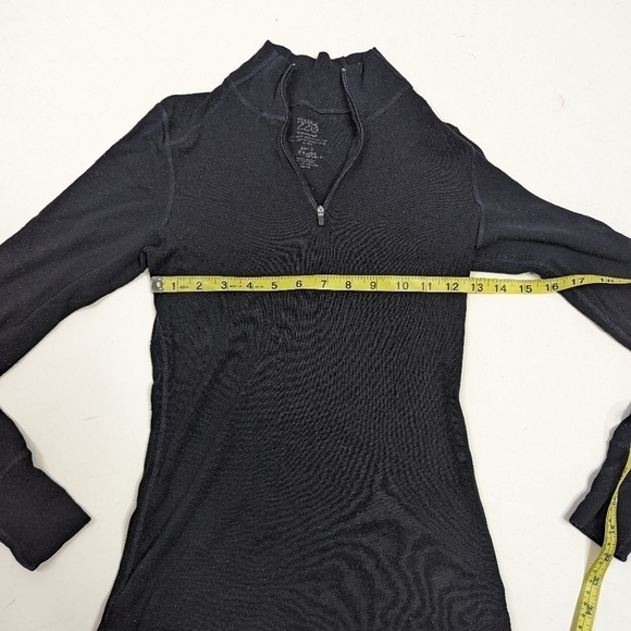 Ibex Woolies 220 Black Merino Wool Quarter Zip Pullover Baselayer Top - Picture 6 of 7